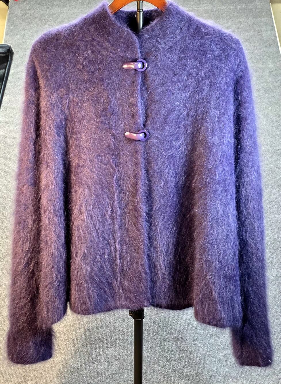 VTG Venesha Purple Angora Fuzzy Fluffy Winter Jacket Size Medium Old Money 80s